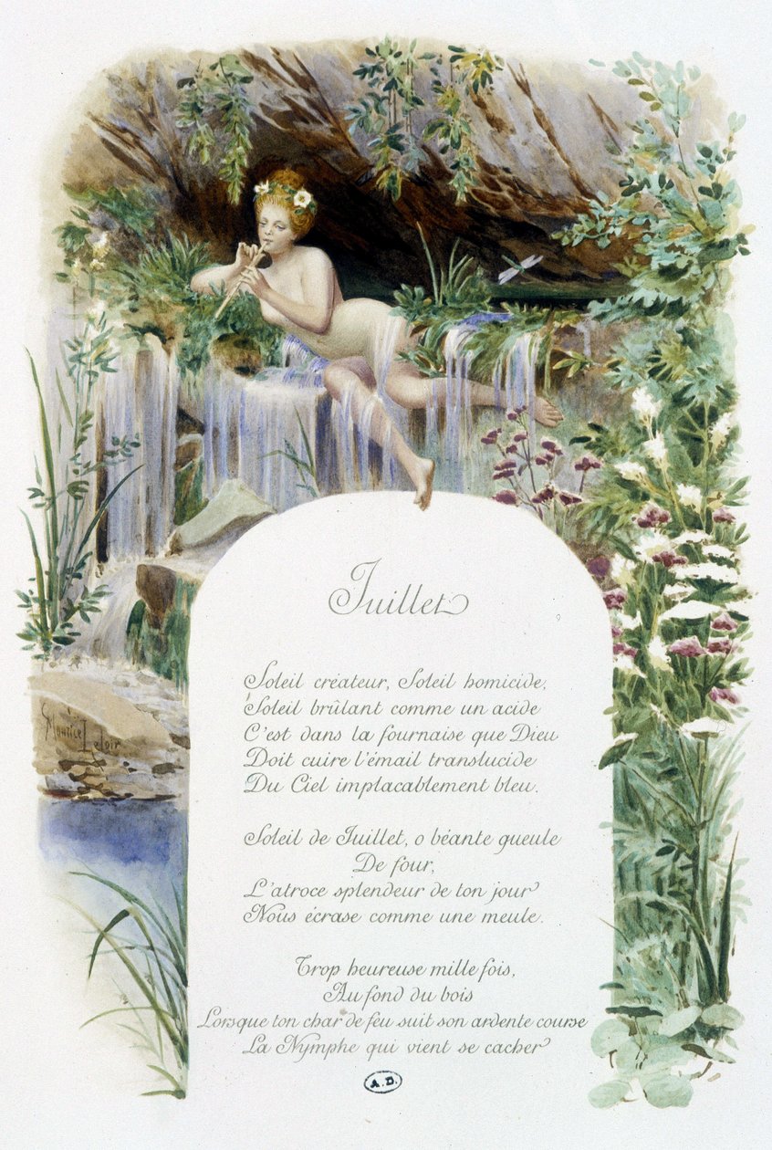 Luglio "La Chanson du mois" di Jérôme Doucet, illustrazione - Maurice Leloir, ed. Reims 1904. L. Michaud da Maurice Leloir