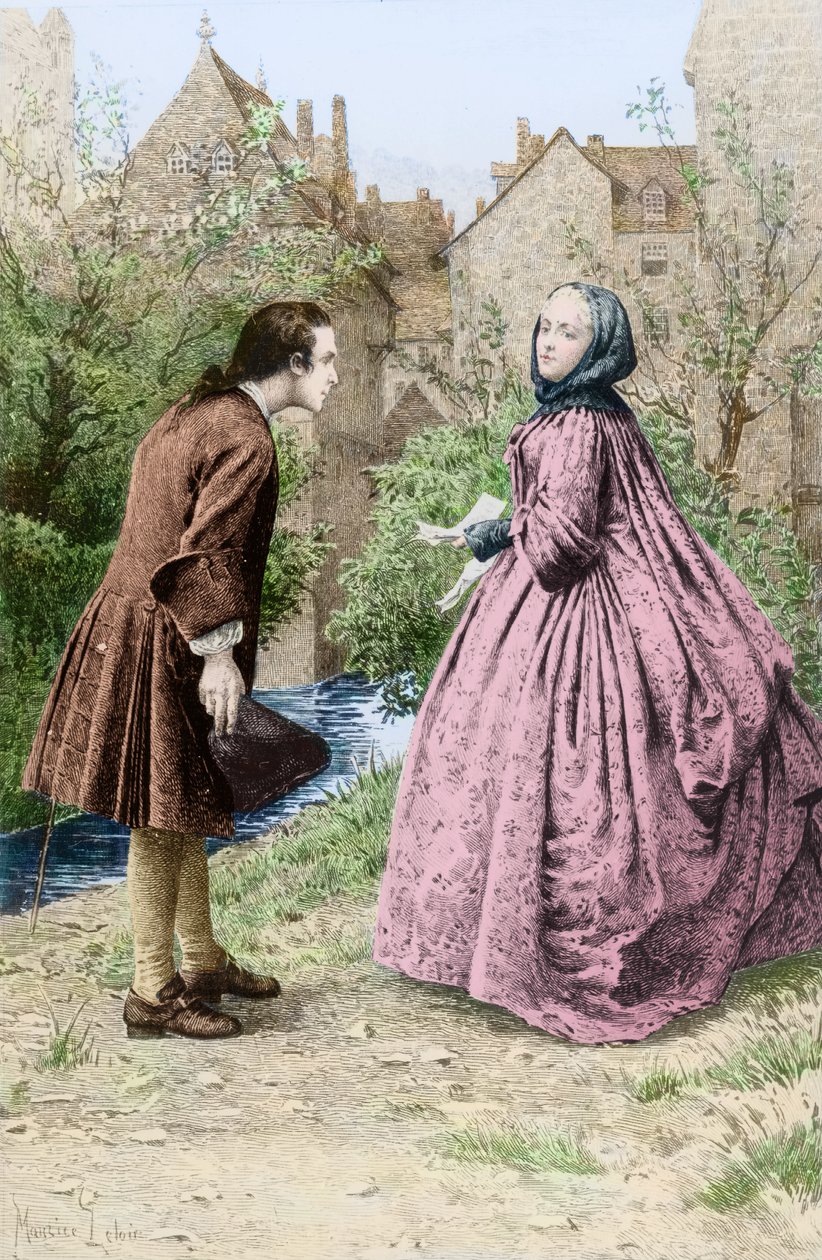 Incontro del giovane Jean-Jacques Rousseau e della futura amica intima Madame de Warens, 21 marzo 1728 da Maurice Leloir