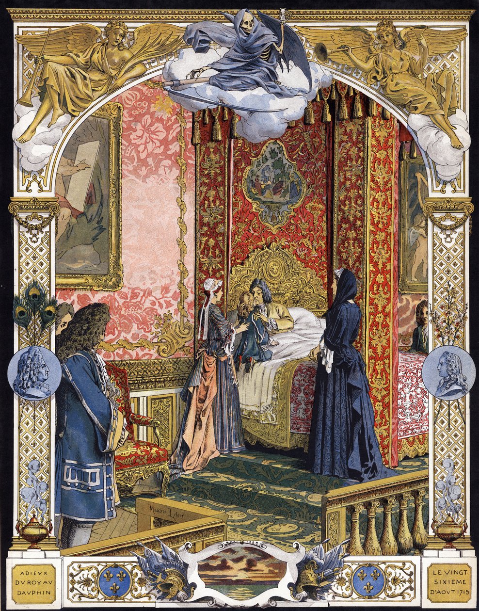Presentato dalla sua governante, Madame de Ventadour (Charlotte de la Mothe Houdancourt) da Maurice Leloir