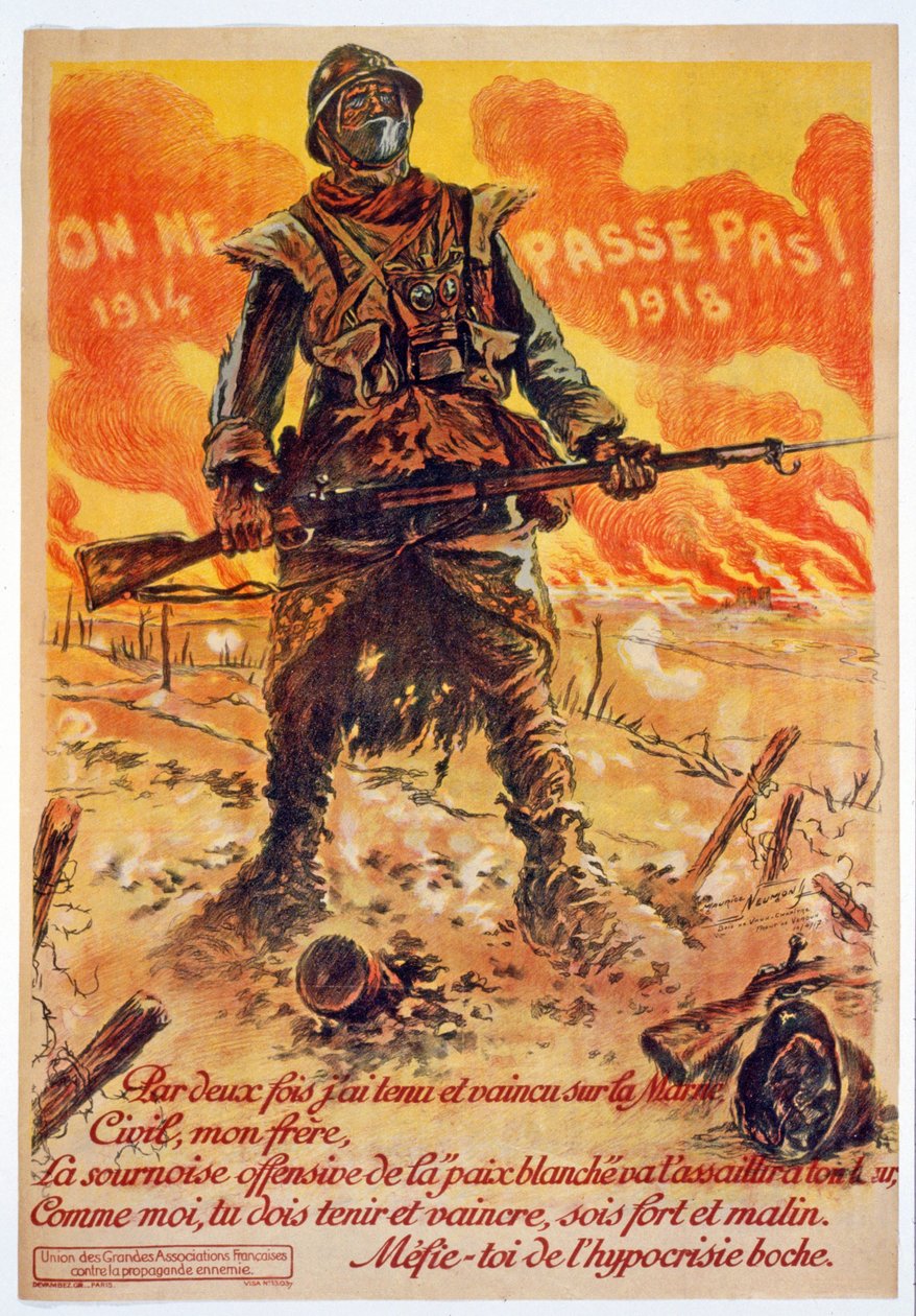 On ne passe pas, 1914-1918, stampato a Parigi, c.1918 da Maurice Louis Henri Neumont
