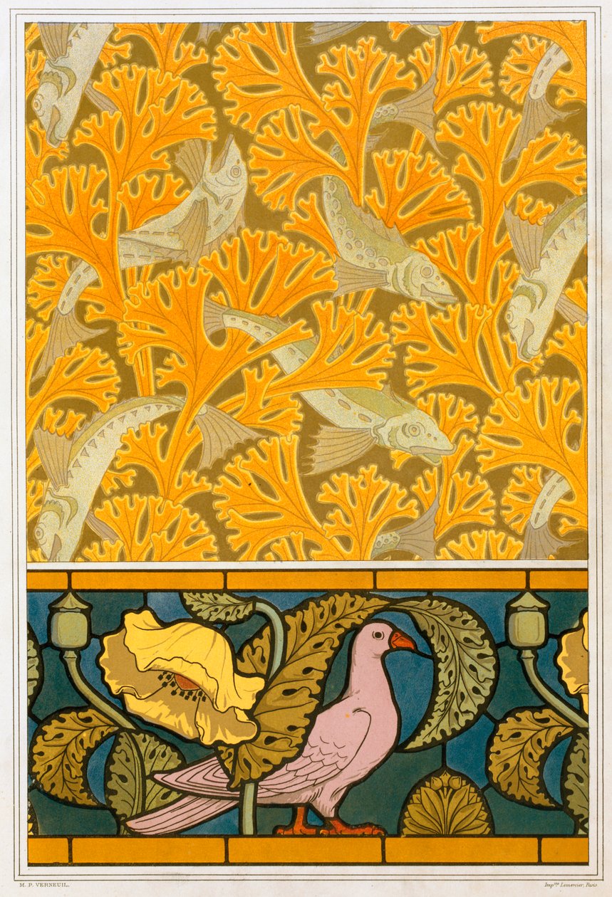Progetti per carta da parati e vetro colorato, pub. 1897 da Maurice Pillard Verneuil