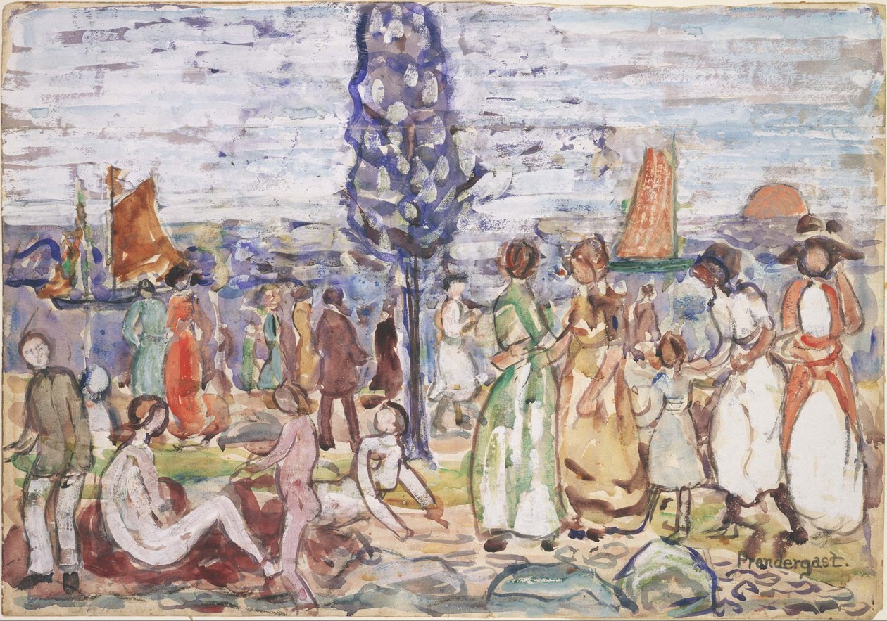 Spiaggia con albero blu da Maurice Prendergast