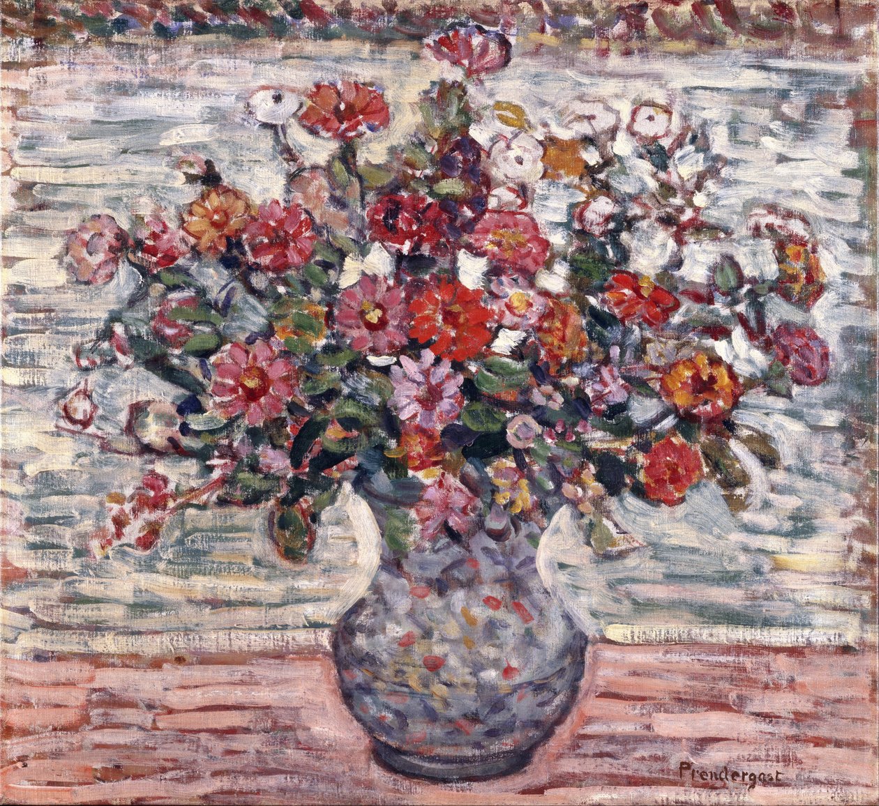 Blumen in einer Vase (Zinnien) da Maurice Prendergast
