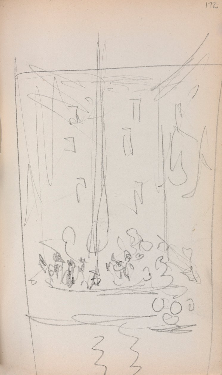 Quaderno degli schizzi italiano: Barca con figure (pagina 172) da Maurice Prendergast