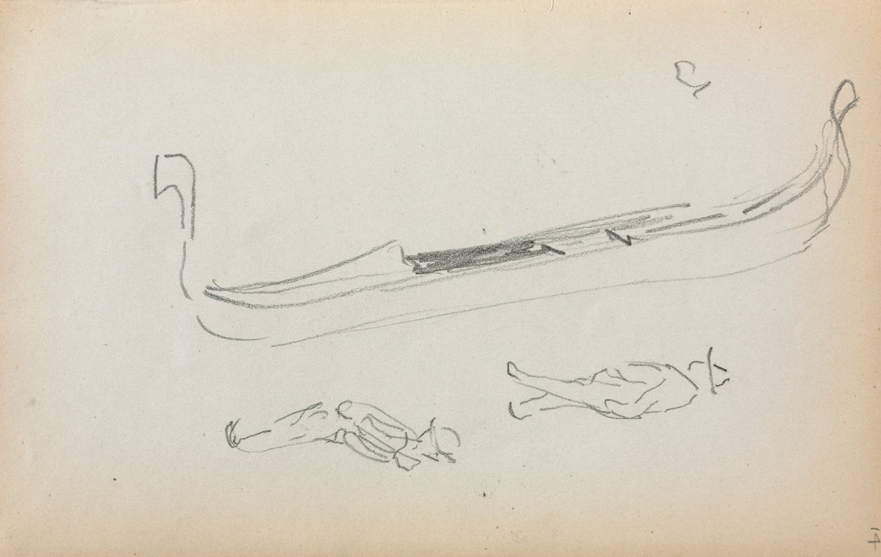 Sketchbook italiano: Gondola e due gondolieri (pagina 14) da Maurice Prendergast