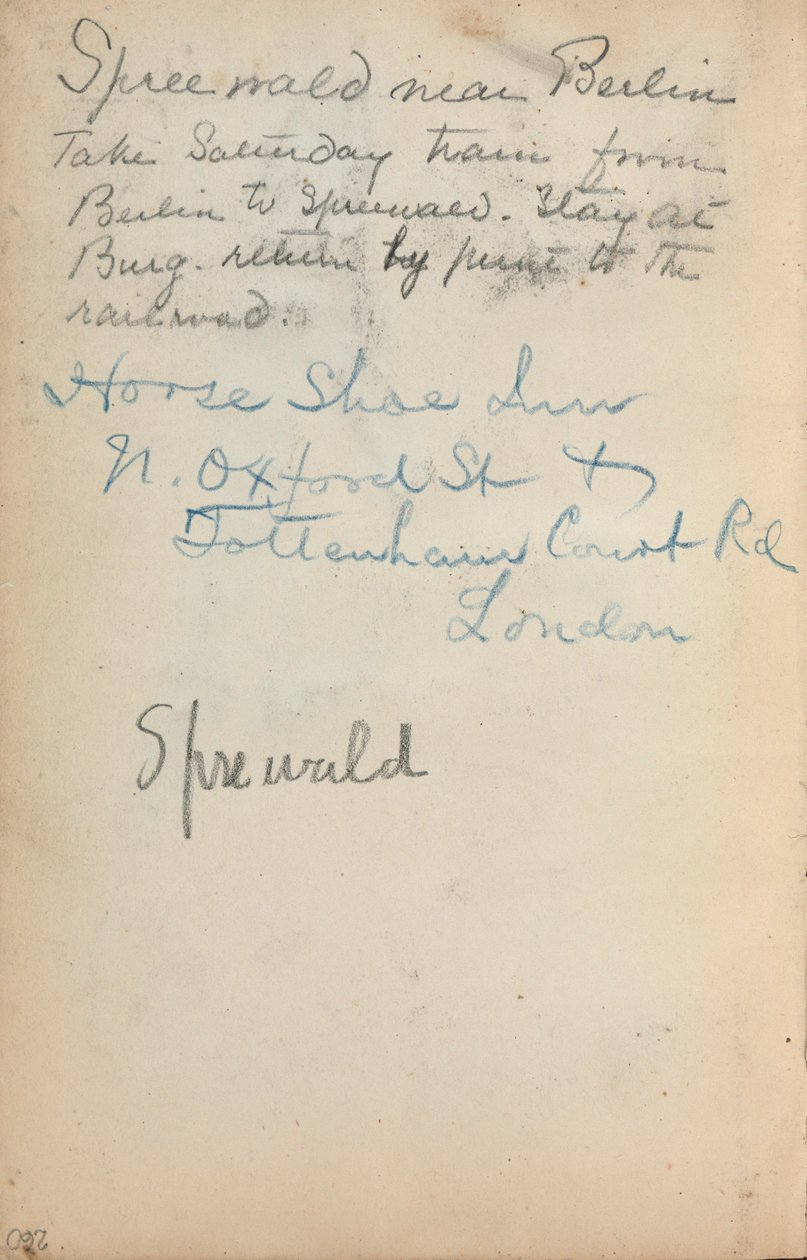 Quaderno degli schizzi italiani: Note (pagina 260) da Maurice Prendergast