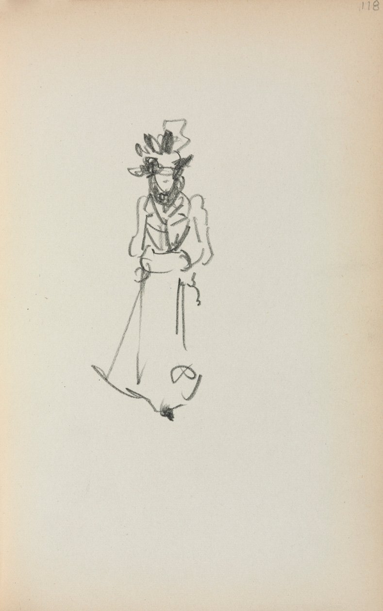 Quaderno degli schizzi italiano: Donna in piedi ( pagina 118) da Maurice Prendergast