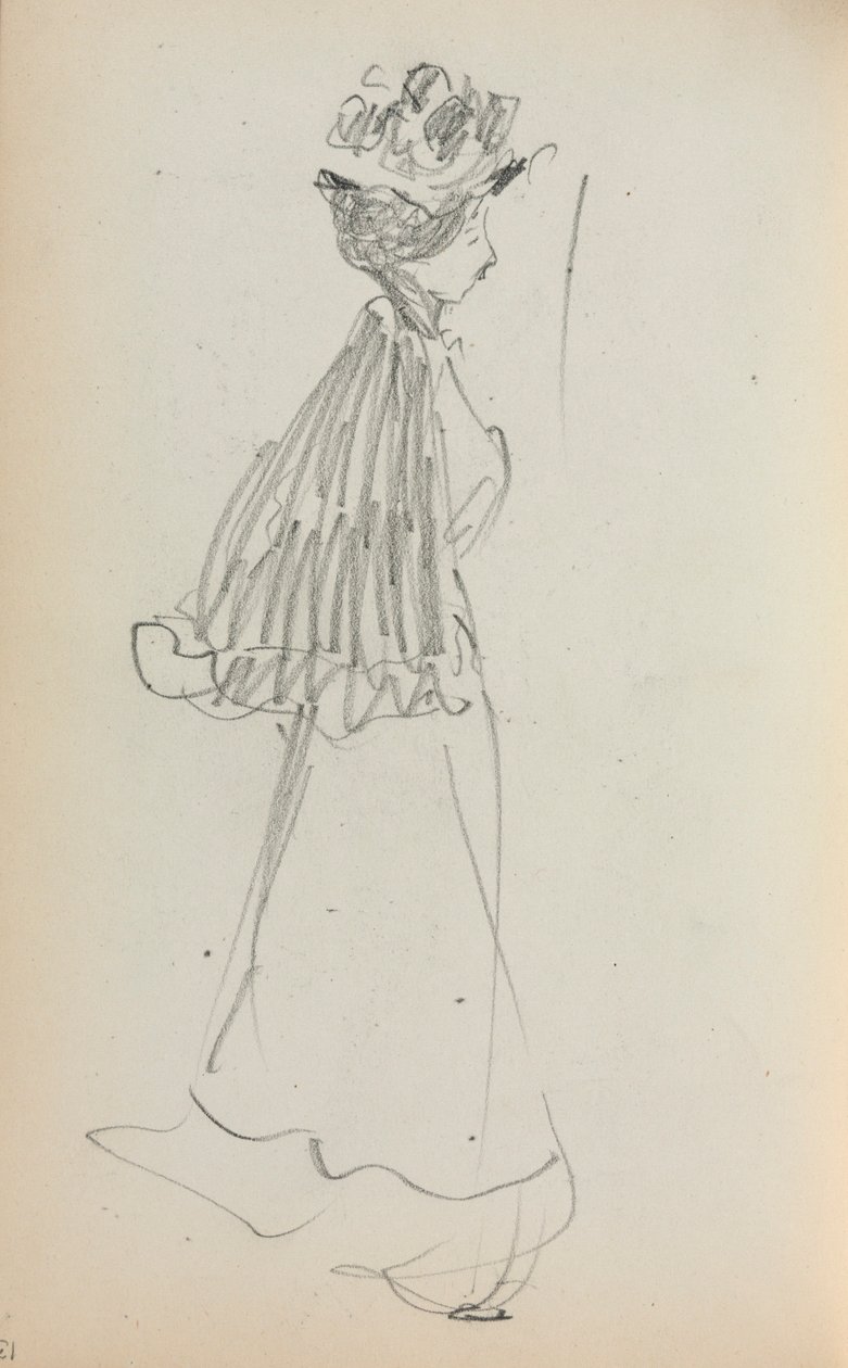 Quaderno degli schizzi italiano: Donna in piedi di profilo (pagina 130) da Maurice Prendergast