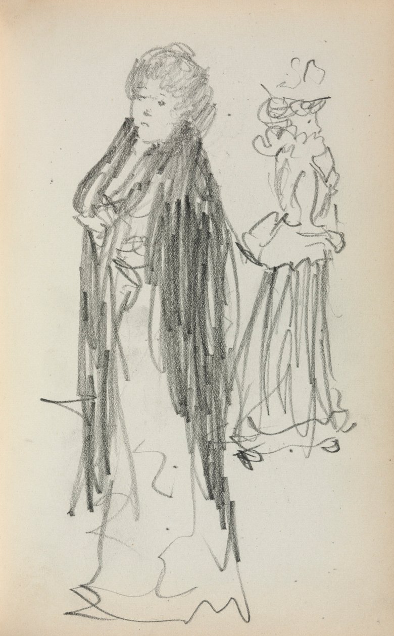 Quaderno degli schizzi italiano: Due donne in piedi (pagina 129) da Maurice Prendergast