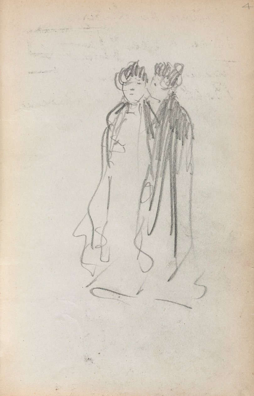 Quaderno di schizzi italiano: Due donne in piedi (pagina 4) da Maurice Prendergast