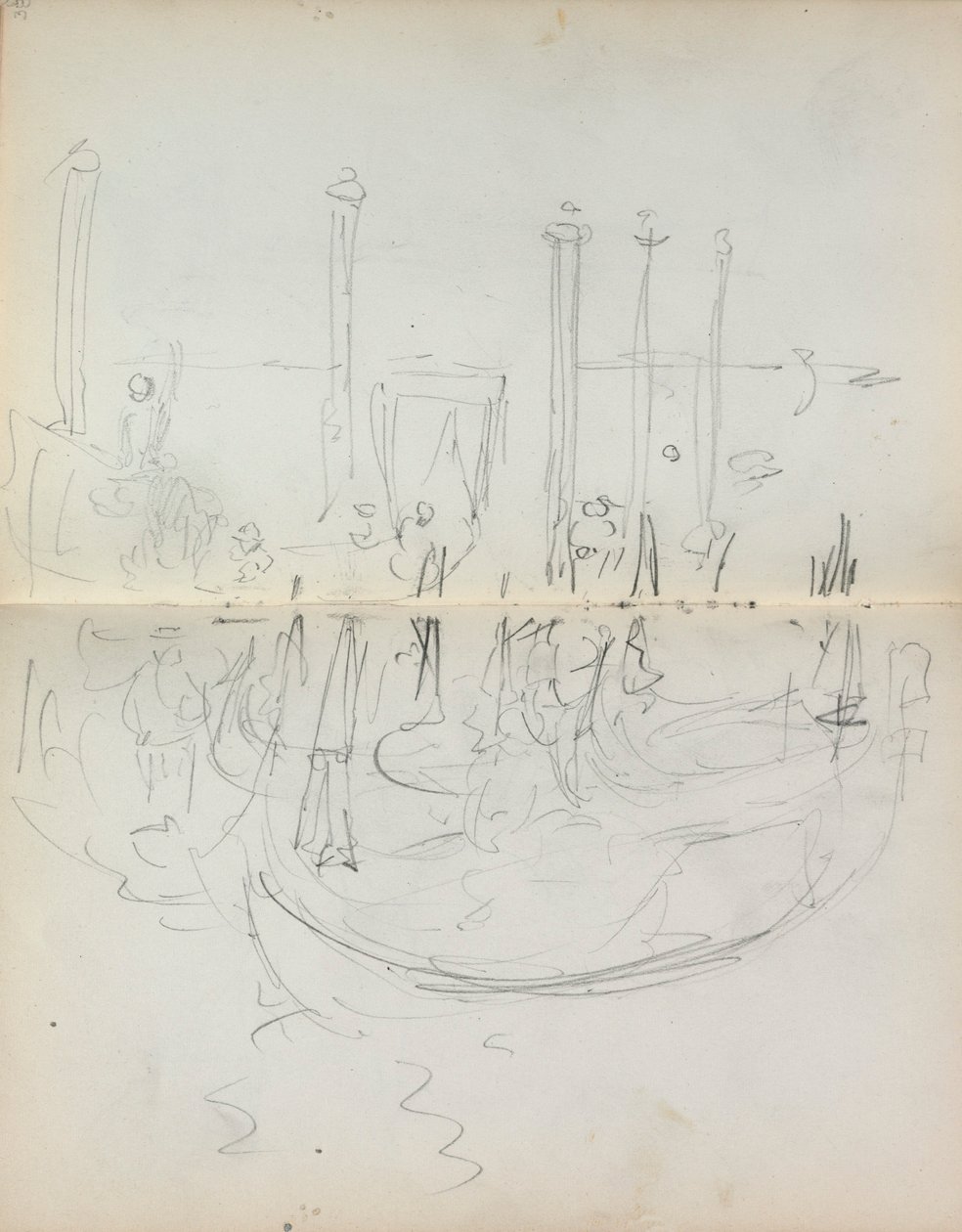 Sketchbook italiano: Vista del porto di Venezia (pagina 37 e 38) da Maurice Prendergast