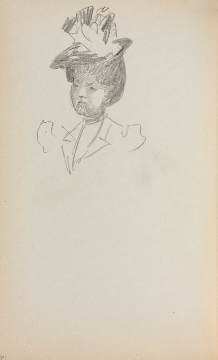 Quaderno di schizzi italiano: Donna, lunghezza del busto (pagina 142) da Maurice Prendergast