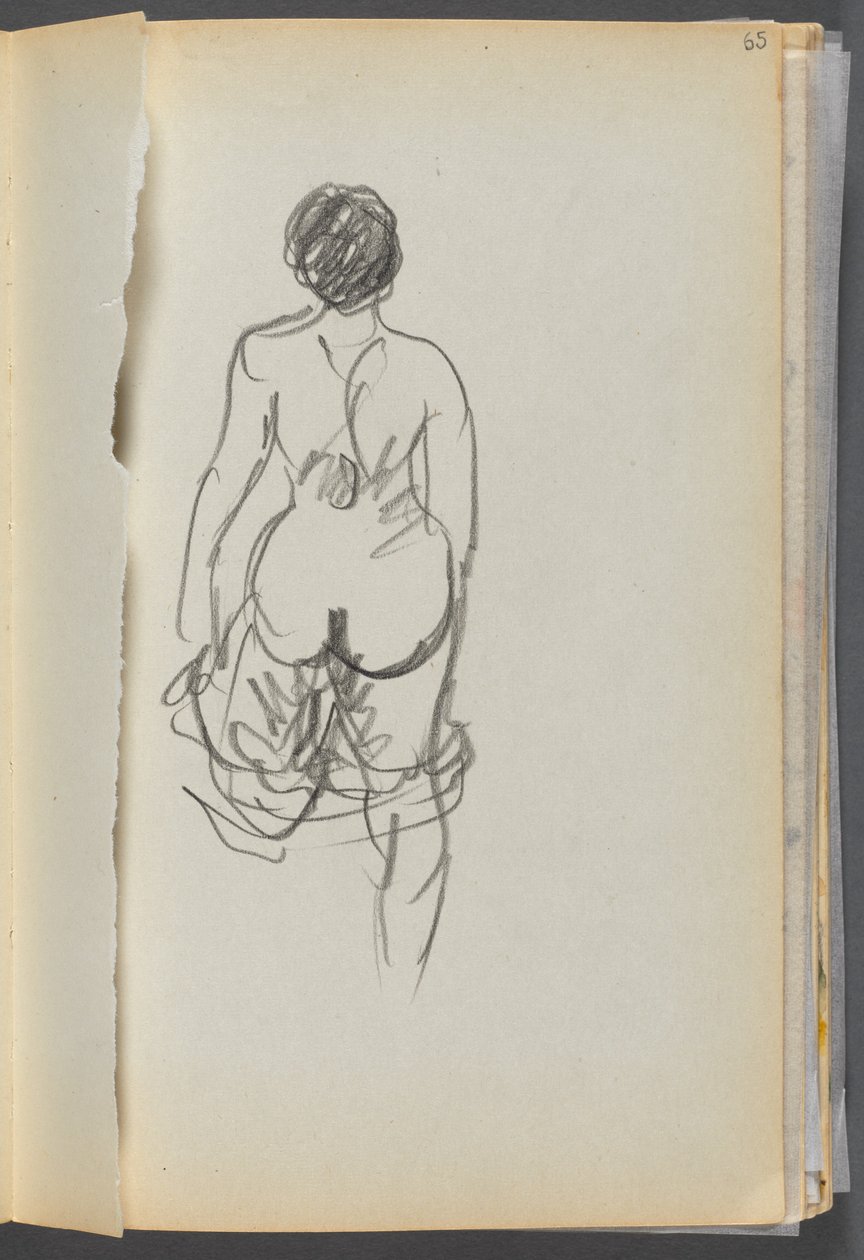 Libro di schizzi - The Granite Shore Hotel, Rockport, pagina 065: Donna nuda vista da dietro da Maurice Prendergast
