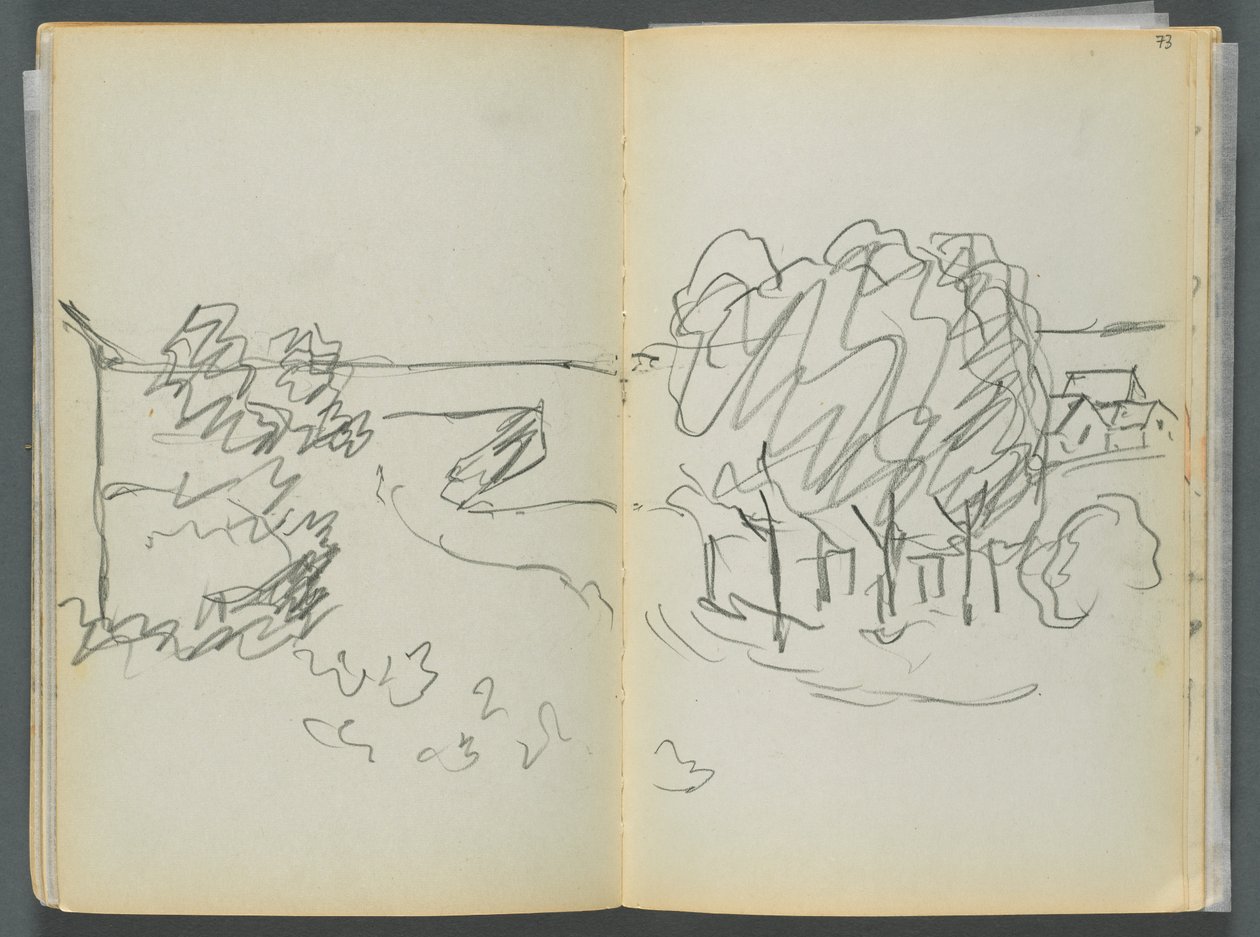 Libro di schizzi - The Granite Shore Hotel, Rockport, pagina 072 e 73: vista della città da Maurice Prendergast
