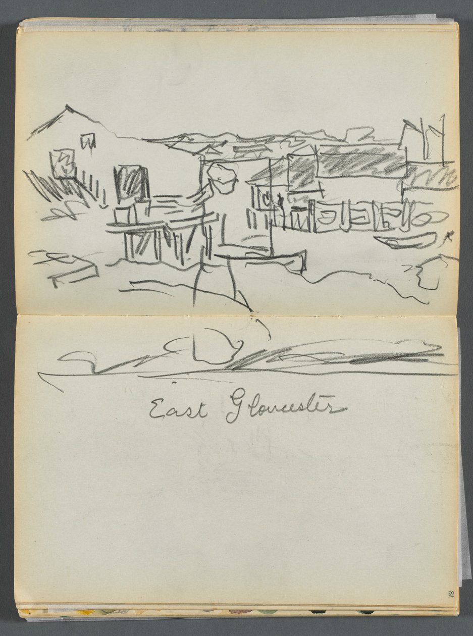 Sketchbook- The Granite Shore Hotel, Rockport, pagina 080 e 81: "East Gloucester". da Maurice Prendergast