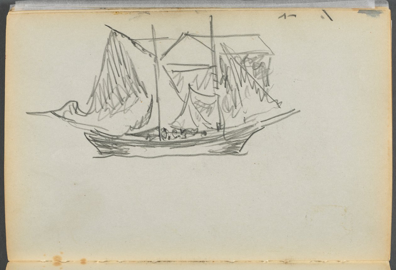 Libro di schizzi - The Granite Shore Hotel, Rockport, pagina 098: Barca a vela da Maurice Prendergast