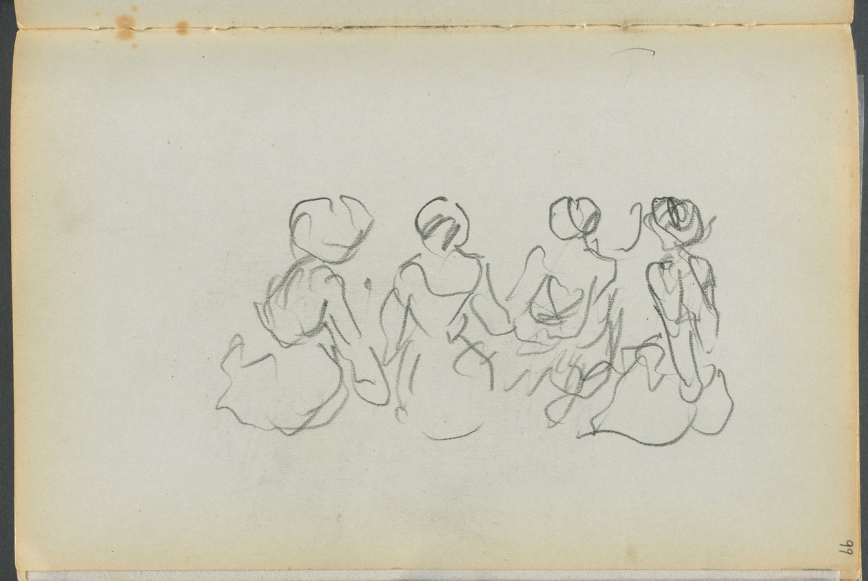 Libro di schizzi - The Granite Shore Hotel, Rockport, pagina 099: Figure femminili sedute da Maurice Prendergast
