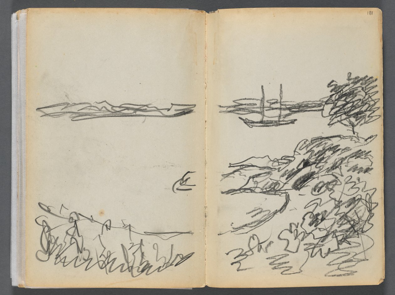 Libro di schizzi - The Granite Shore Hotel, Rockport, pagine 180 e 181: Linea di riva da Maurice Prendergast