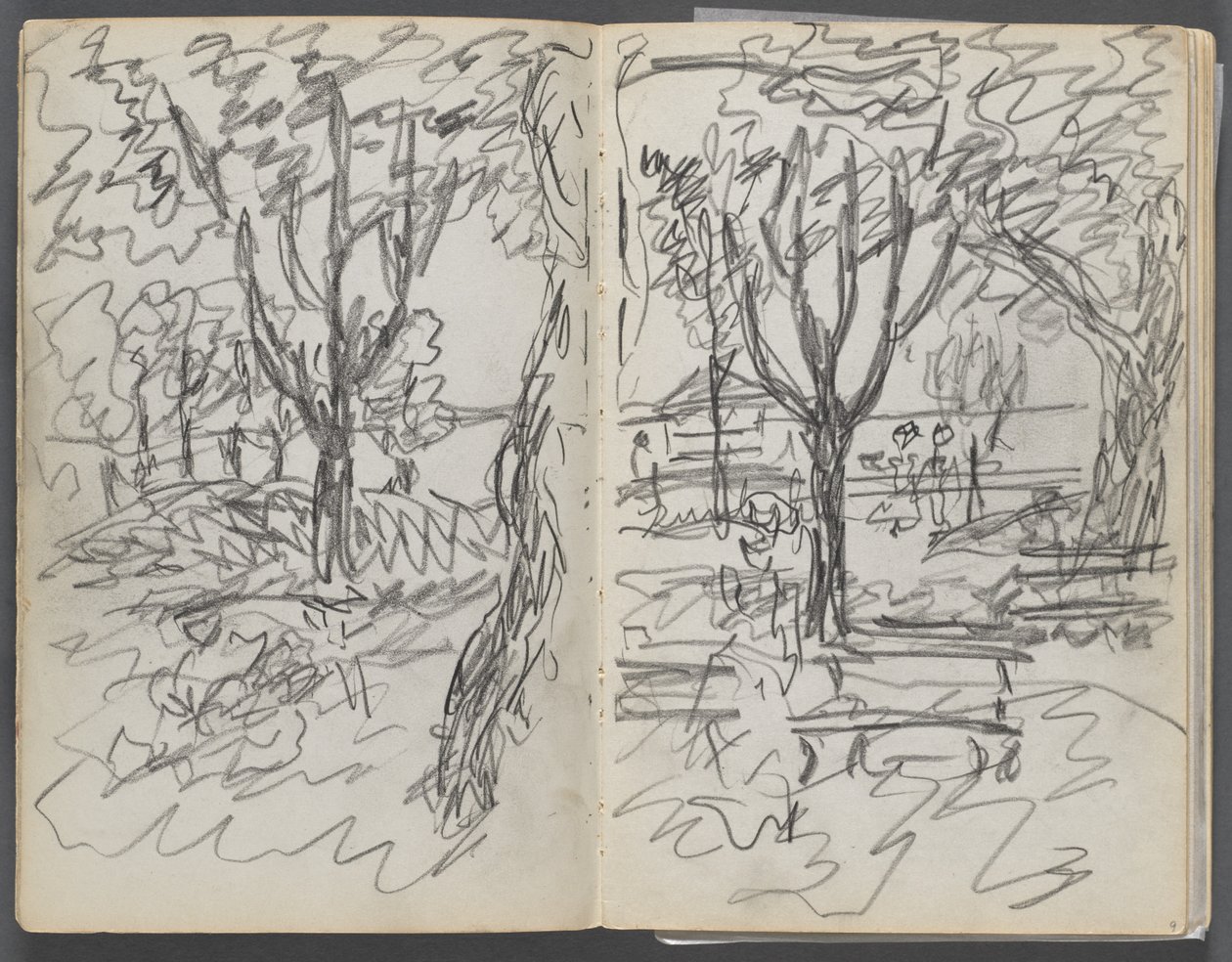 Taccuino di schizzi, The Dells, N° 127, pagina 008 e 9: Paesaggio da Maurice Prendergast