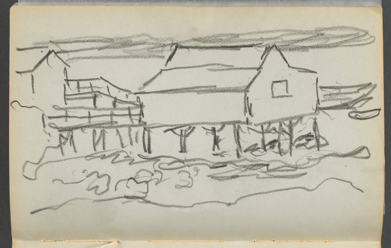 Sketchbook, The Dells, N° 127, pagina 014: Casa su un molo da Maurice Prendergast