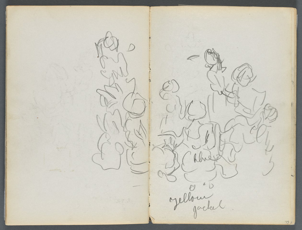 Taccuino di schizzi, The Dells, N° 127, pagina 074 e 75: figure con annotazioni a colori da Maurice Prendergast