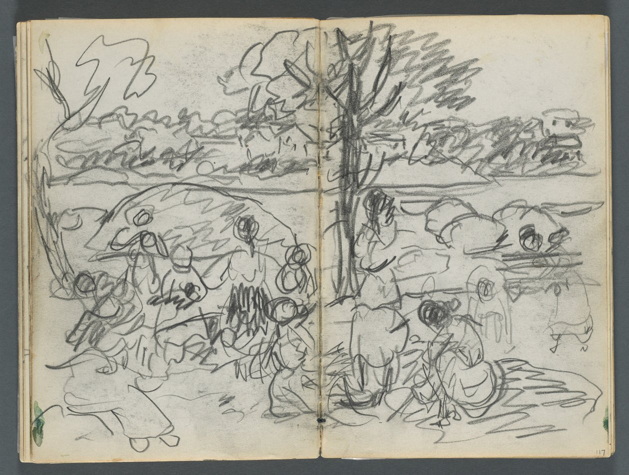 Sketchbook, The Dells, N° 127, pagina 116 e 117: Figura in un paesaggio da Maurice Prendergast