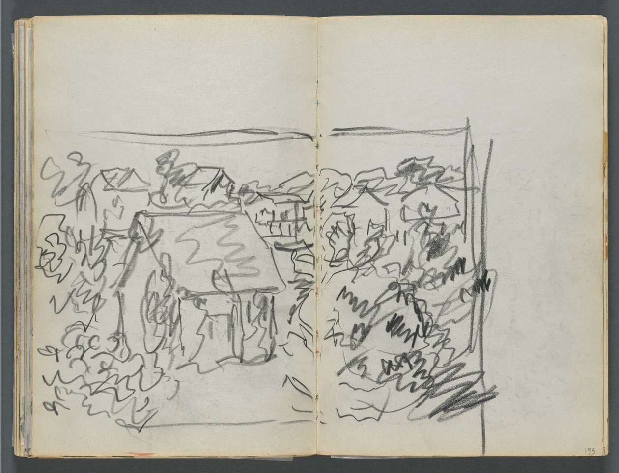 Sketchbook, The Dells, N° 127, pagina 154 e 155: Paesaggio con case da Maurice Prendergast