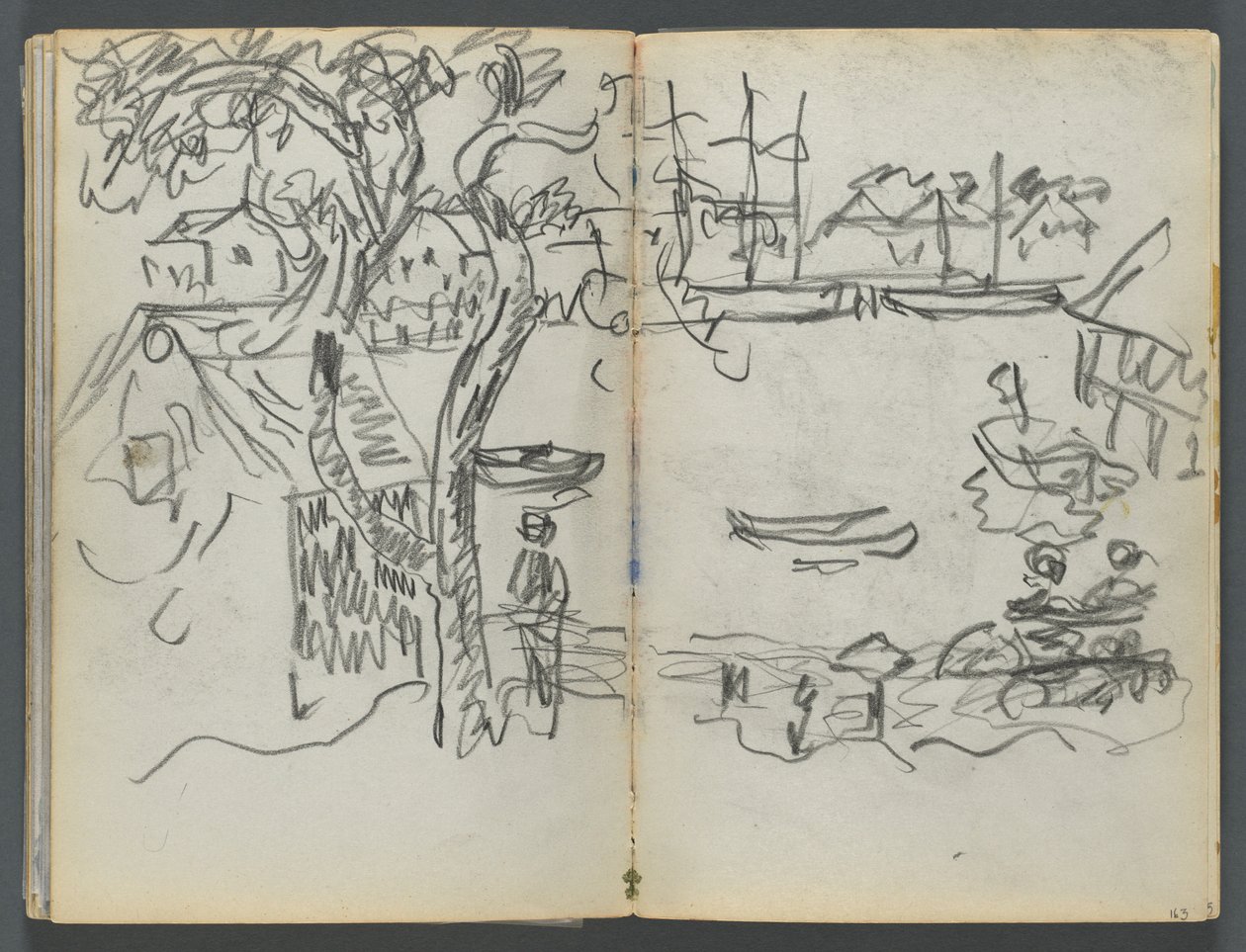 Sketchbook, The Dells, N° 127, pagina 162 e 163: Vista sul porto da Maurice Prendergast
