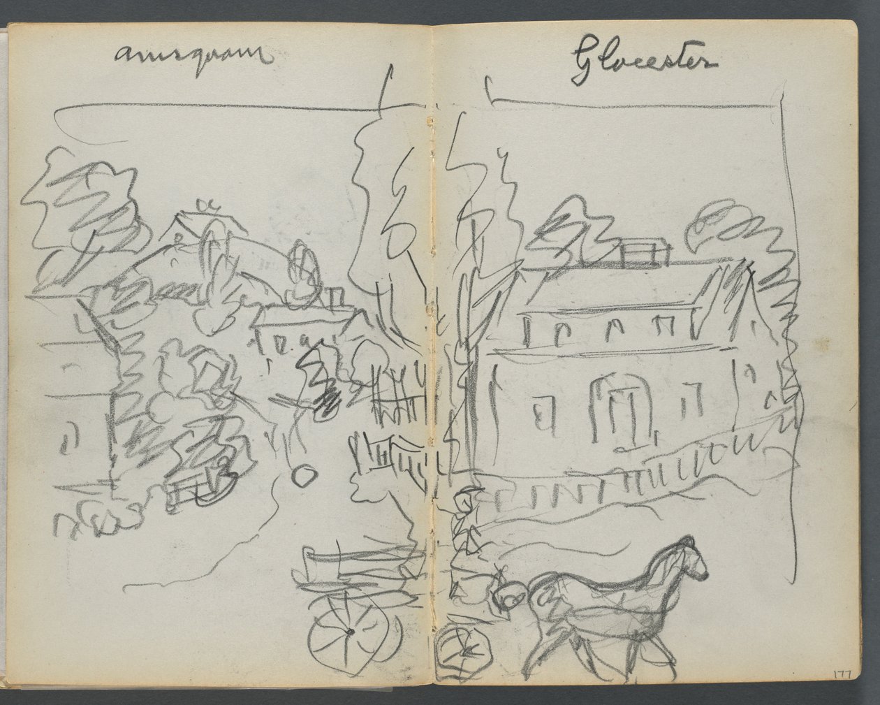 Sketchbook, The Dells, n. 127, pagine 176 e 177: "Annisquam - Glocester". da Maurice Prendergast