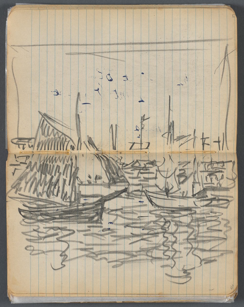 Taccuino degli schizzi, pagina 056 e 57: Veduta di barche a vela da Maurice Prendergast