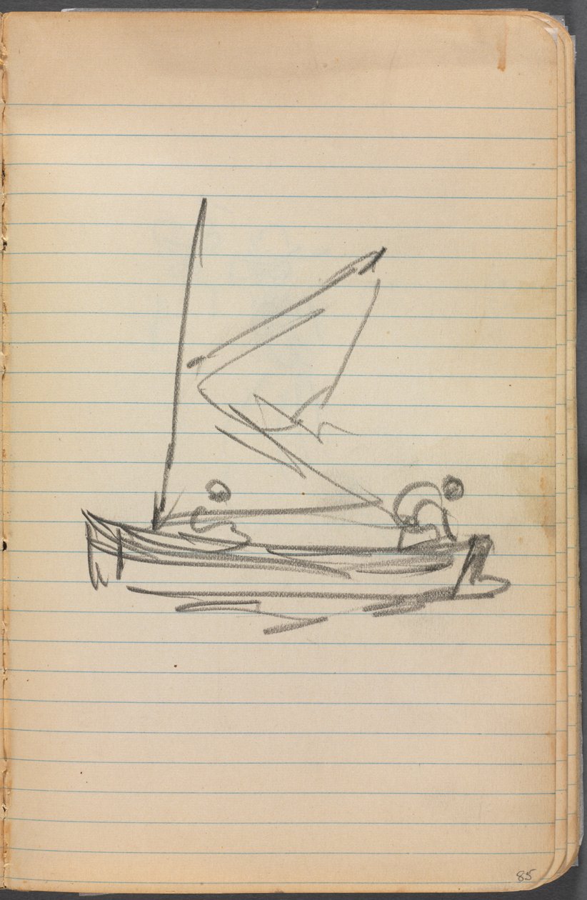 Taccuino degli schizzi, pagina 085: Barca a vela con due figure da Maurice Prendergast