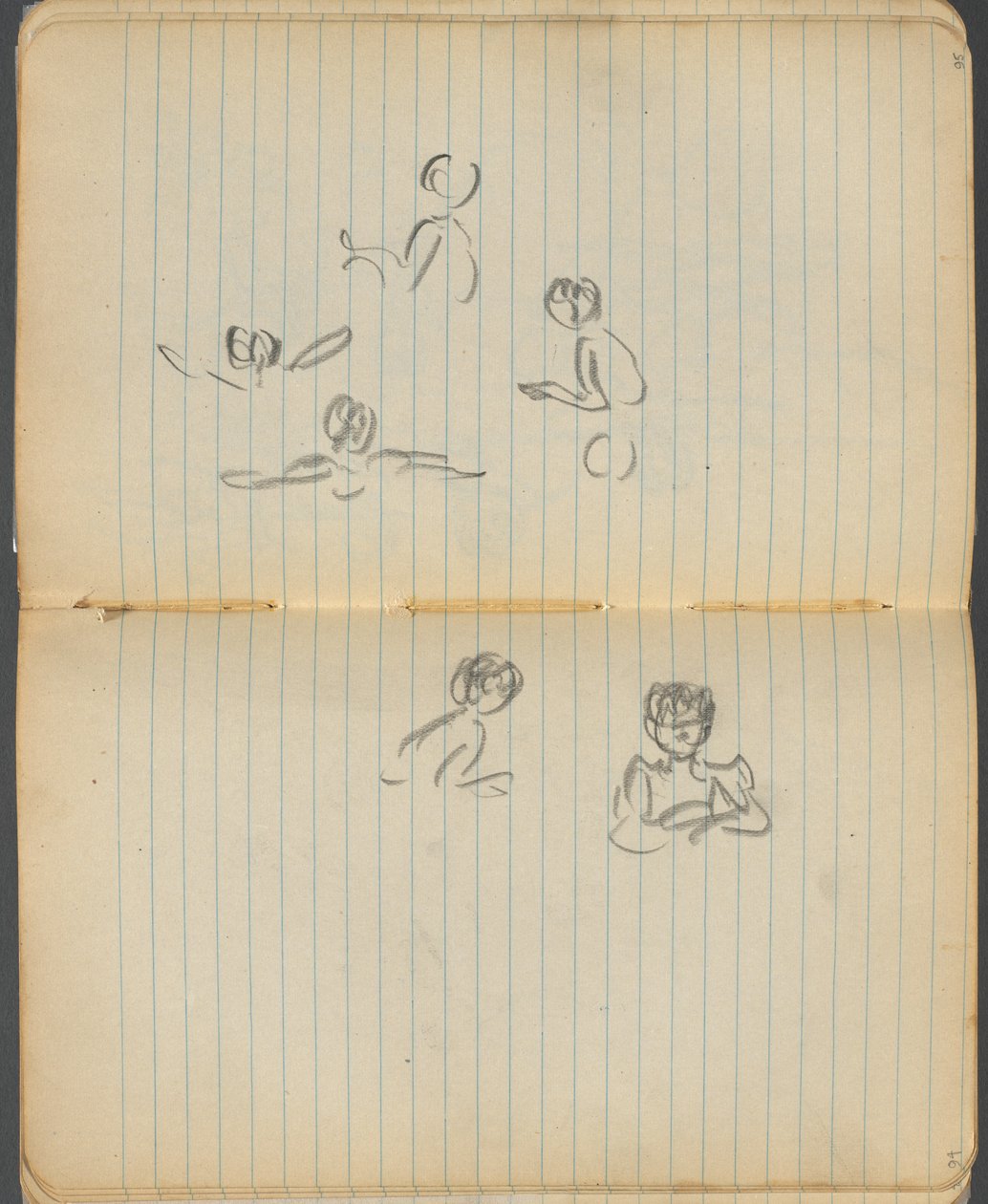 Sketchbook, pagina 094 e 95: Figure di nuoto da Maurice Prendergast