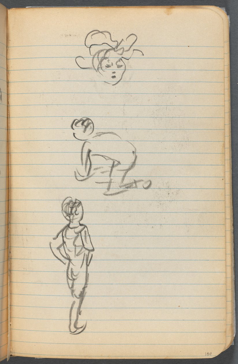Quaderno di schizzi, pagina 101: Tre figure da Maurice Prendergast