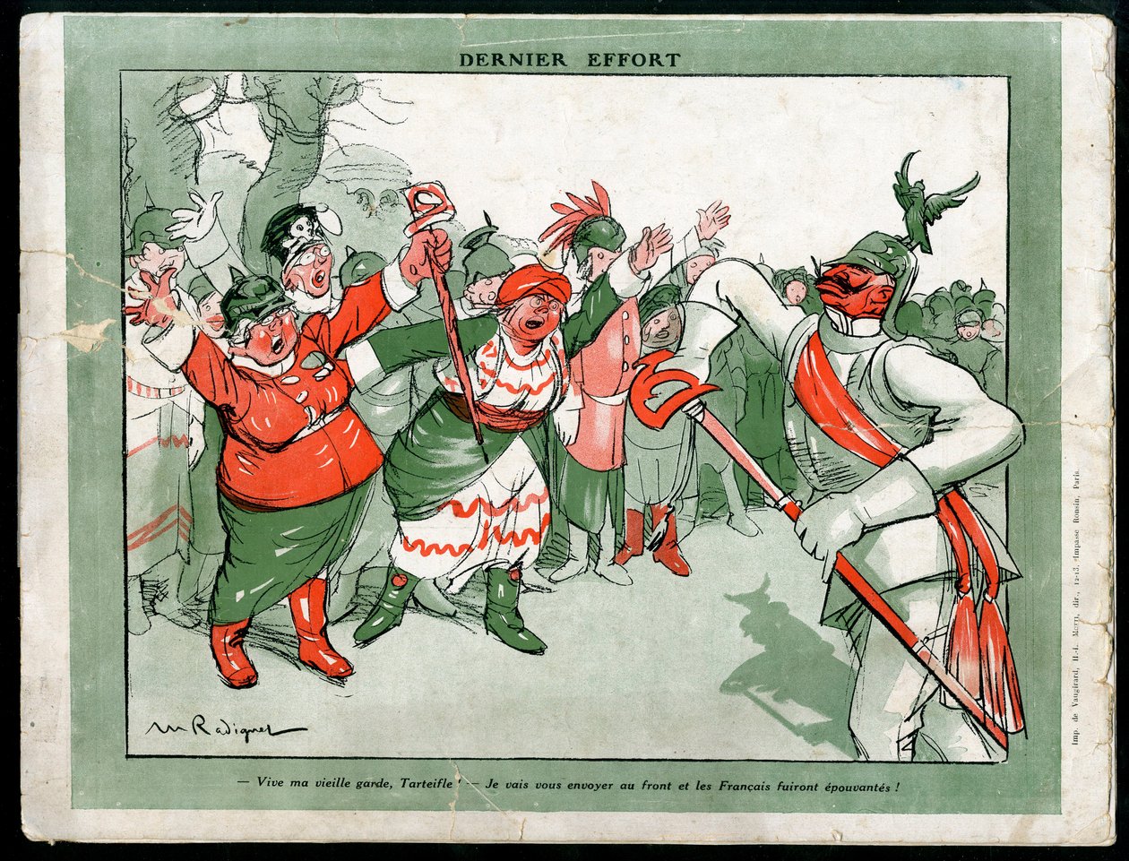 Illustrazione di Maurice Radiguet in Moda in Germania, ca. 1915 - Ultimo Sforzo - Guerra del 14-18, Germania Prussia, Moda, Triplice - Guglielmo II da Maurice Radiguet