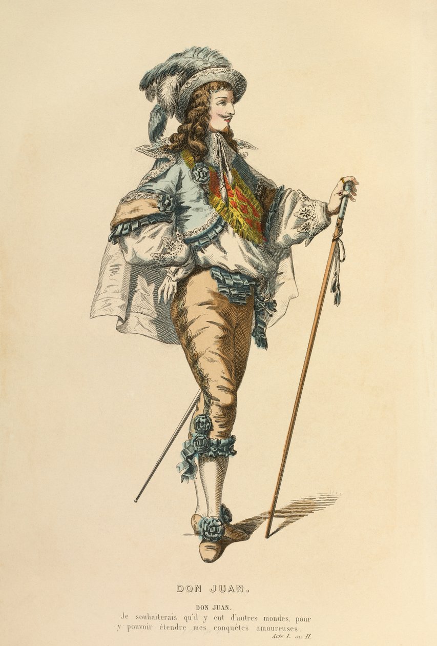 Costume per il ruolo di Don Giovanni, 1868 circa (incisione) da Maurice Sand