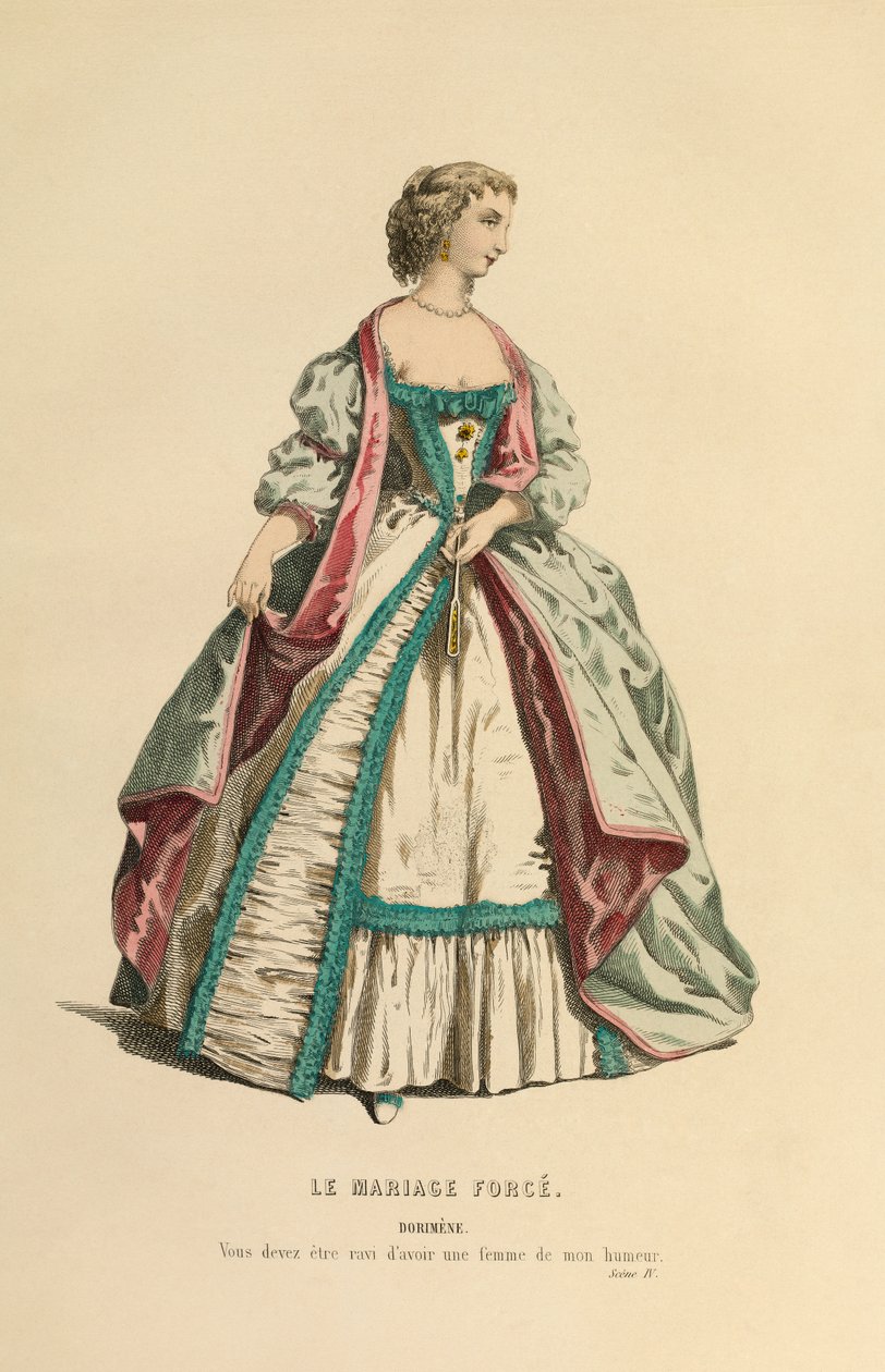 Costume per il ruolo di Dorimene, 1868 circa (incisione) da Maurice Sand