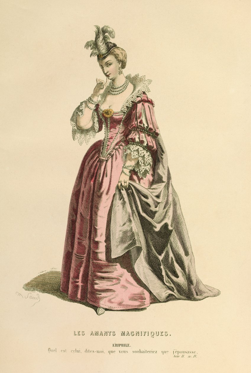 Costume per il ruolo di Erifilo, 1868 circa (incisione) da Maurice Sand