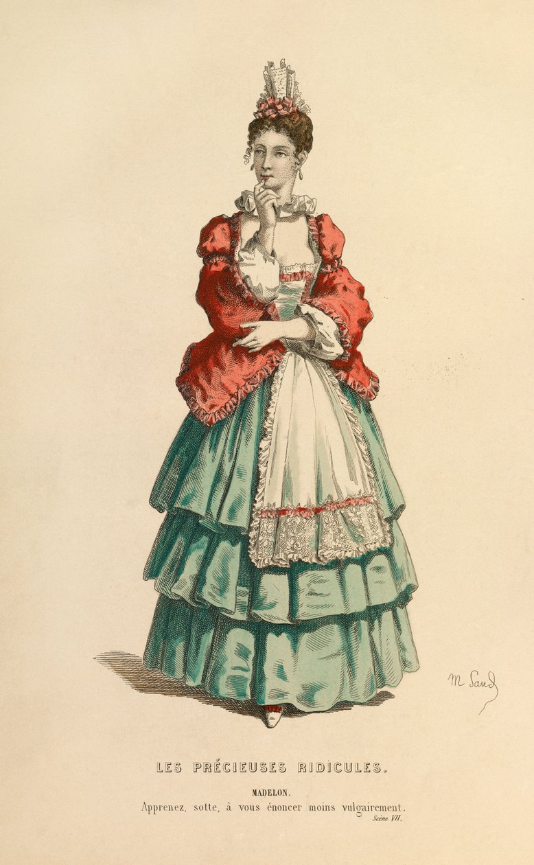 Costume per il ruolo di Madelon, 1868 circa (incisione) da Maurice Sand