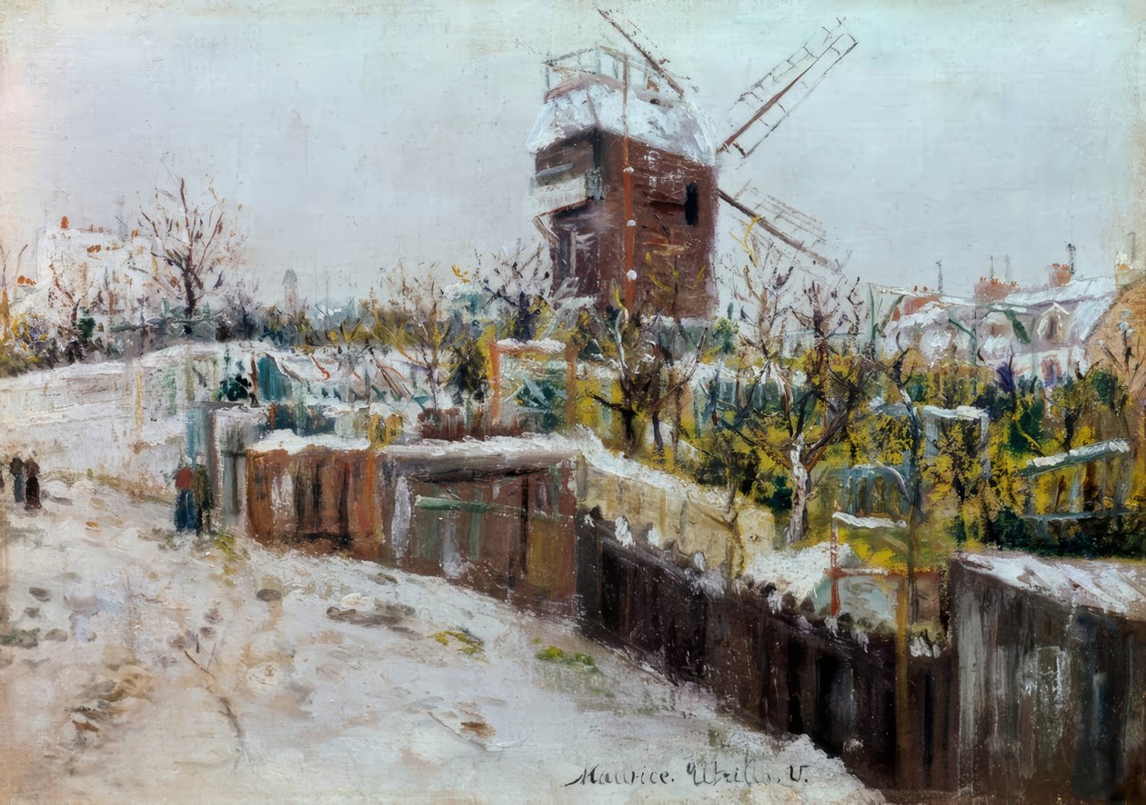 Il Moulin de la Galette sotto la neve da Maurice Utrillo