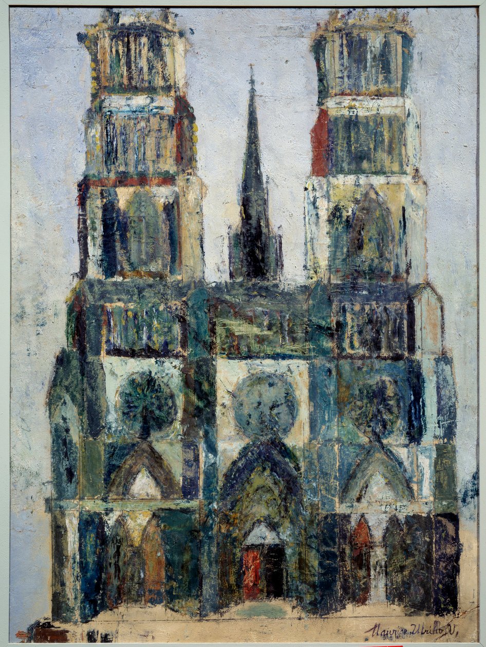 Grande cattedrale o Cattedrale di Orleans, 1913 circa (olio su compensato di parquet) da Maurice Utrillo