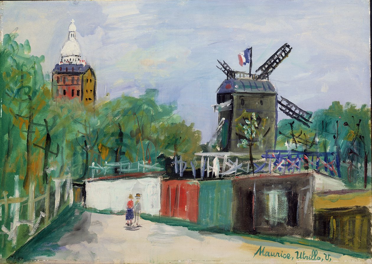 Il Moulin de la Galette, Montmartre, 1951 circa (olio su tela) da Maurice Utrillo