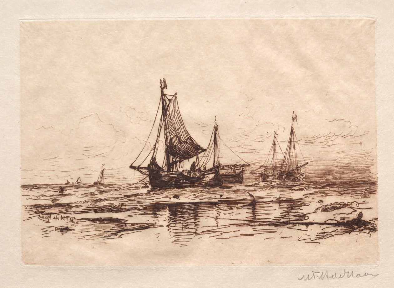 Barche da pesca sulla spiaggia di Scheveningen da Maurits Frederik Hendrik De Haas