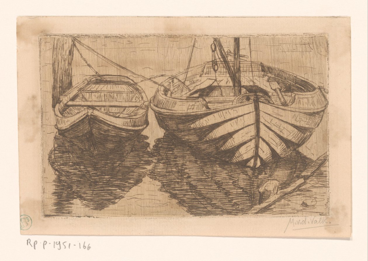 Barca a remi e barca a vela da Maurits van der Valk (signed by artist)