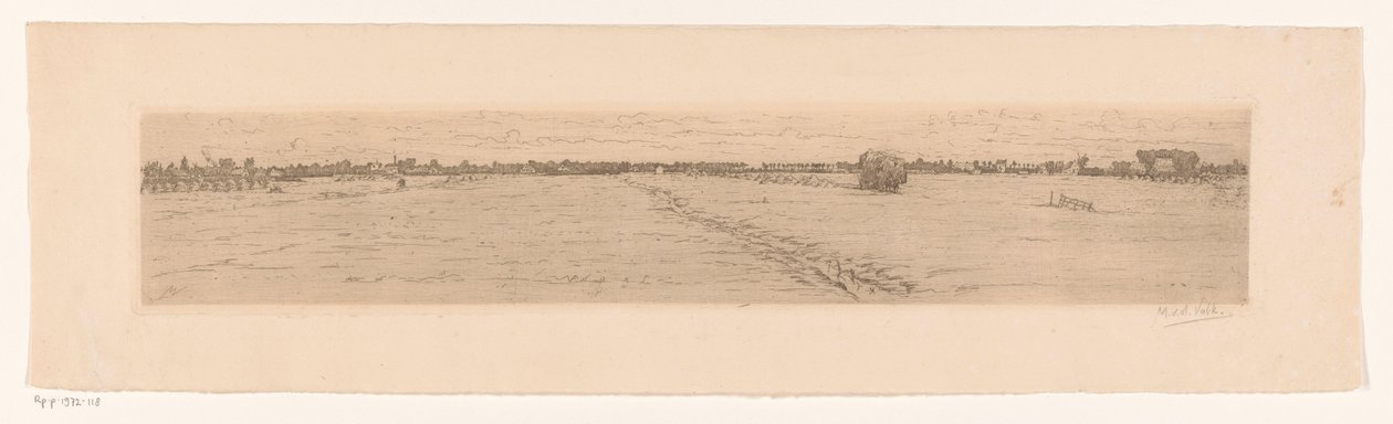 Paesaggio di pascolo con carro di fieno da Maurits van der Valk (signed by artist)