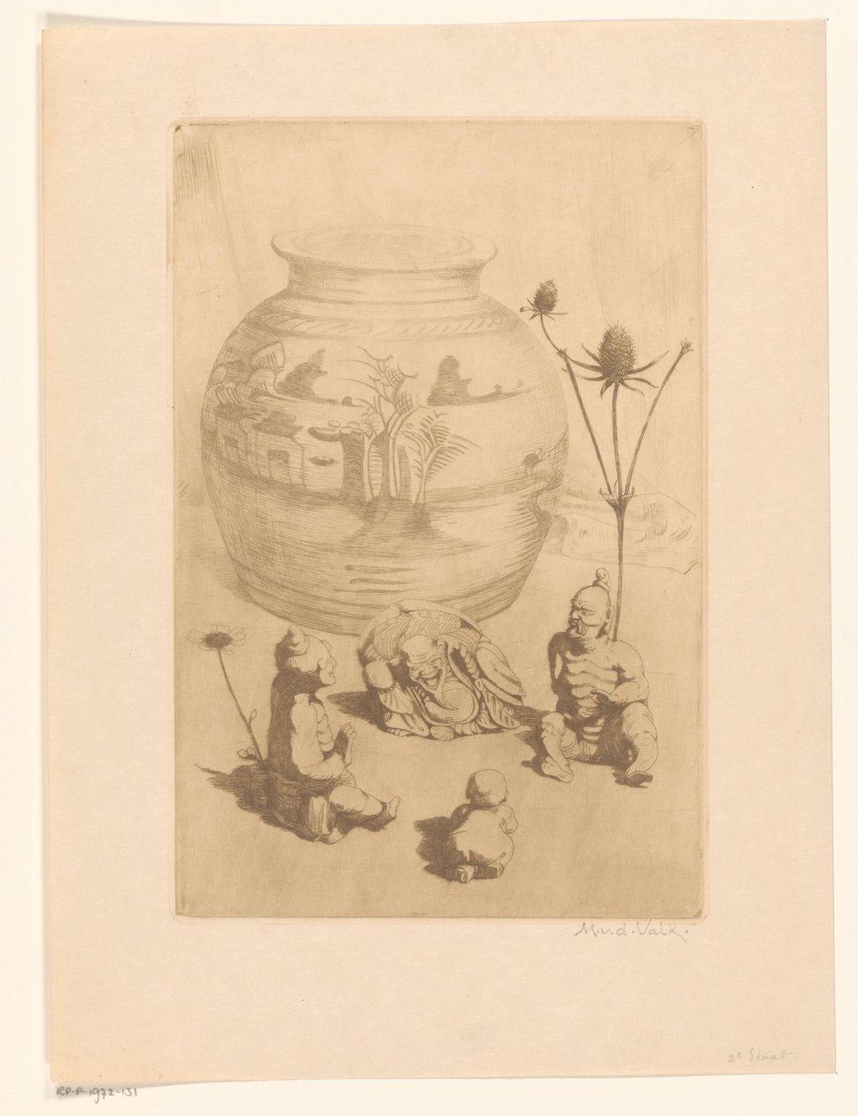 Vaso cinese con quattro piccole statue da Maurits van der Valk