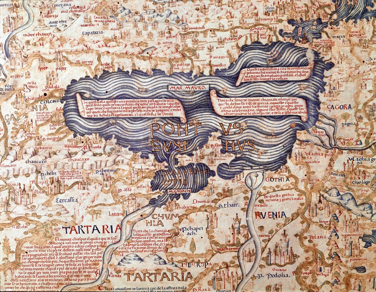 Vista del Mar Nero (dettaglio) della mappa del mondo (mappamundi) di frate Mauro camaldolese 1459 Biblioteca Marciana, Venezia da Mauro Fra