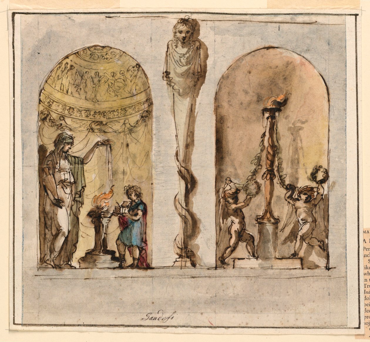Disegno, decorazione murale dipinta, 1800-1830 da Mauro Gandolfi