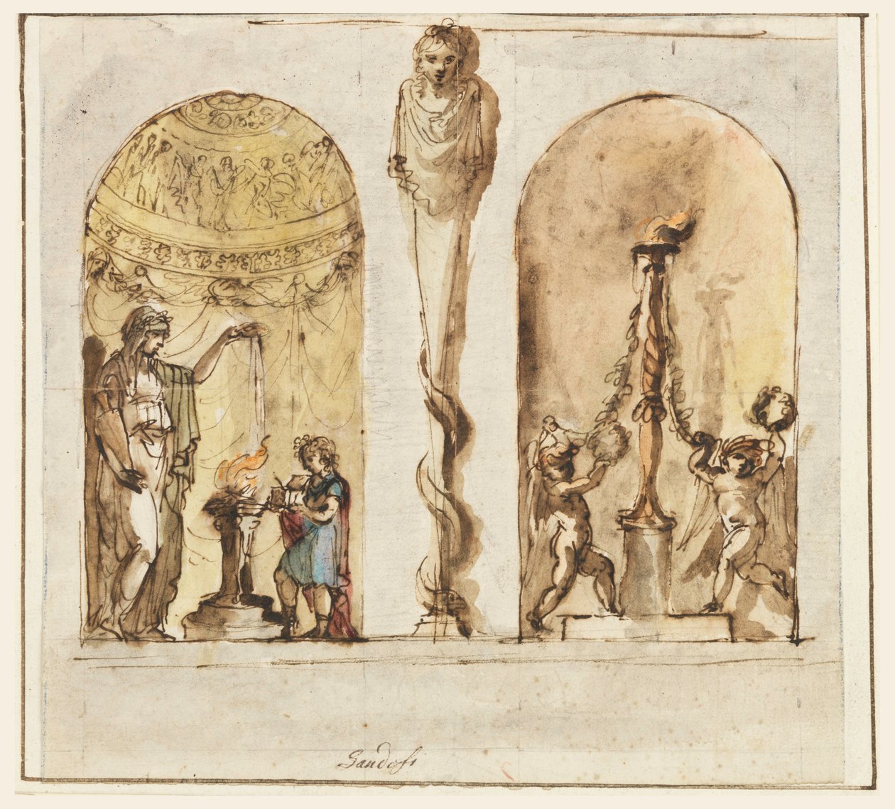 Disegno, decorazione murale dipinta, 1800-1830 da Mauro Gandolfi