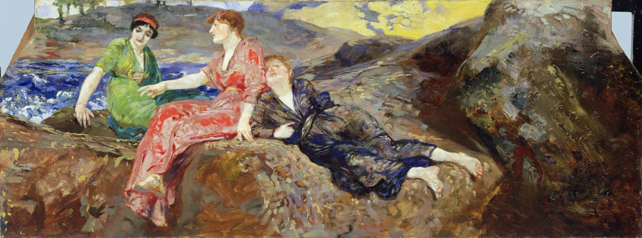 Ragazze sulla riva, c.1884-85 da Max Klinger