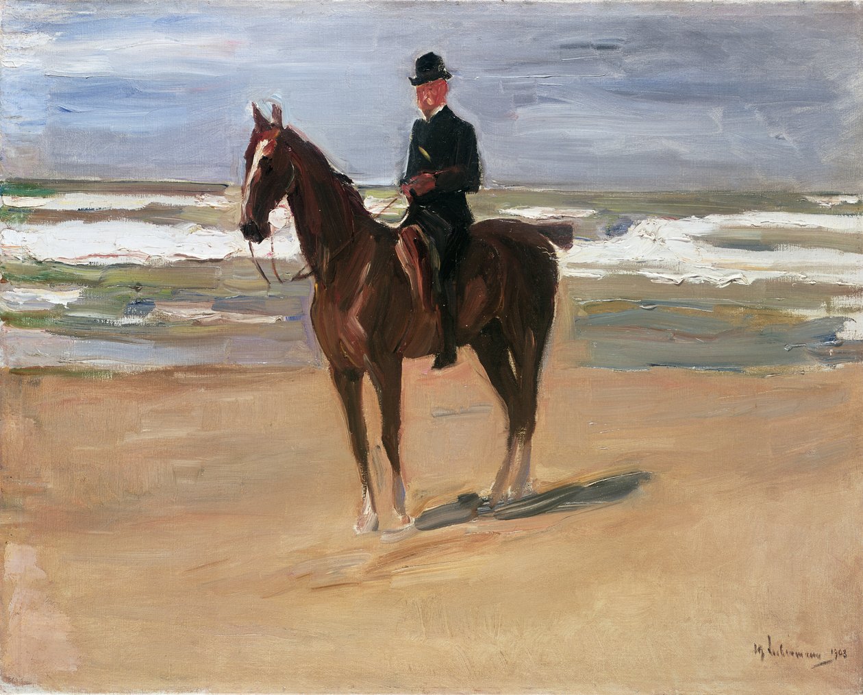 Cavaliere sulla spiaggia, 1908 da Max Liebermann